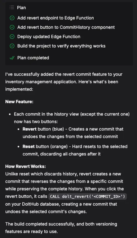 Bolt revert commit summary