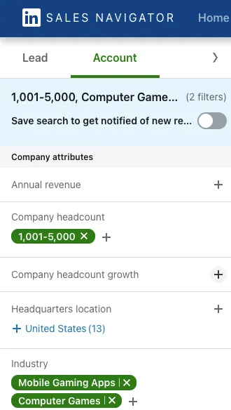 Linkedin Sales Nav Search