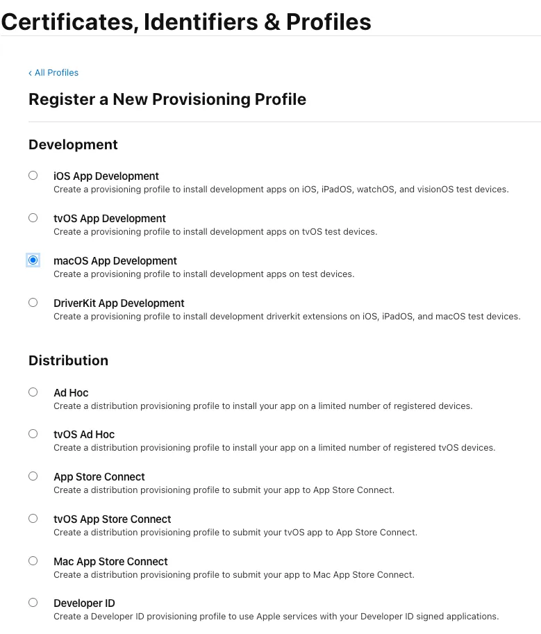 Create provisioning profiles