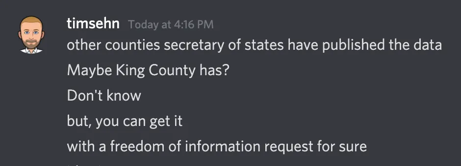 Jan 27, 2021 Screenshot of Chat with Tim