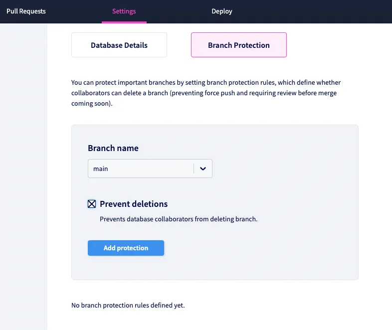Branch Protection Settings