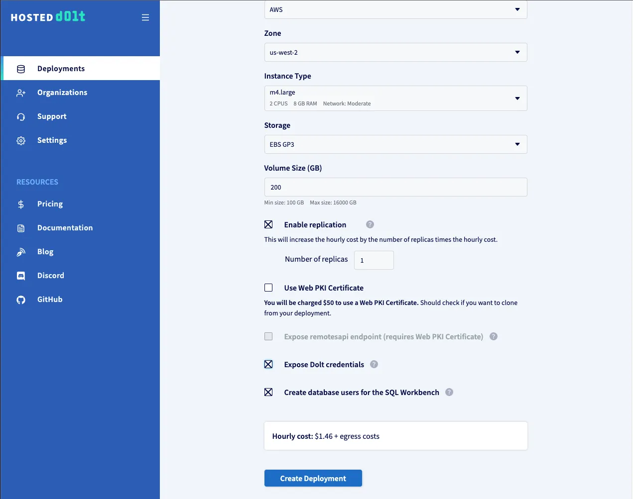 Create Deployment Page 2