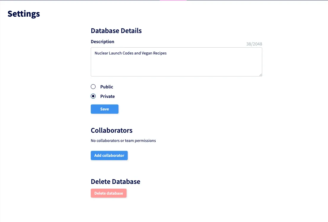 settings private dbs