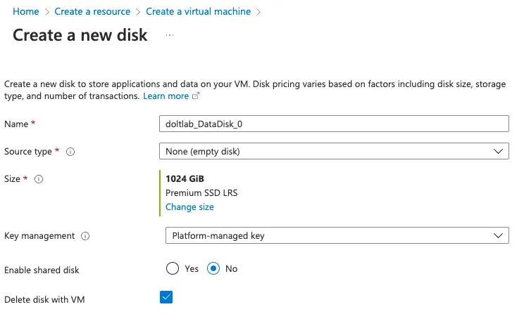 Create virtual machine step 4
