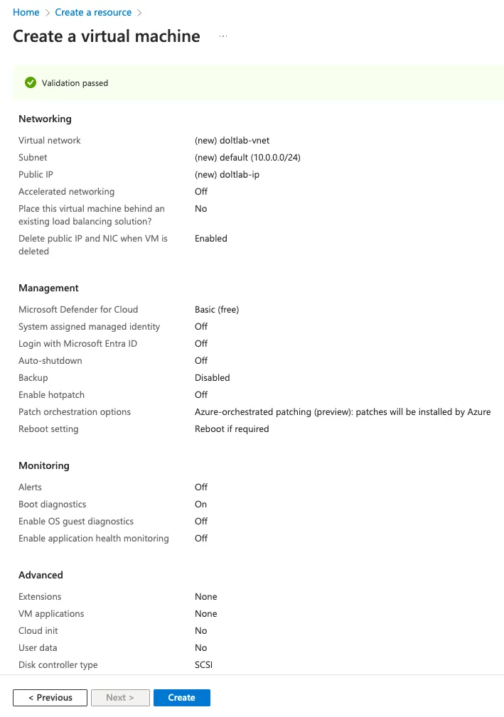 Create virtual machine step 7