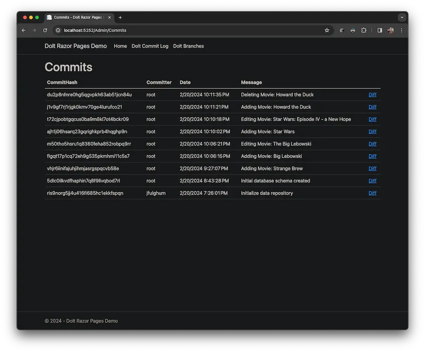 Dolt + ASP.NET Core