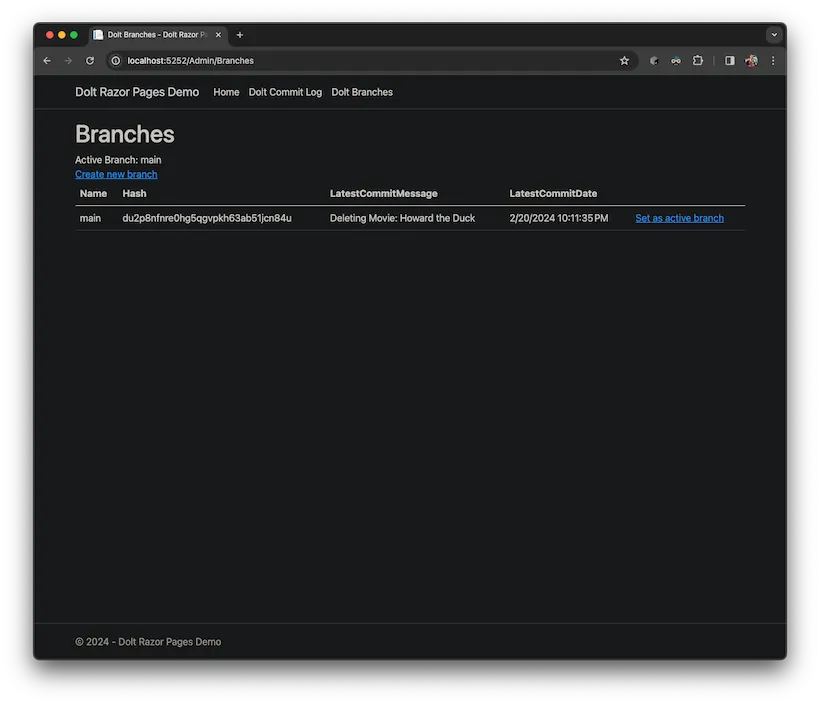 Dolt + ASP.NET Core