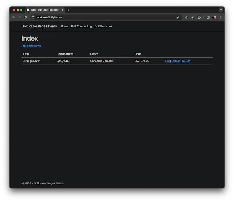 Dolt + ASP.NET Core