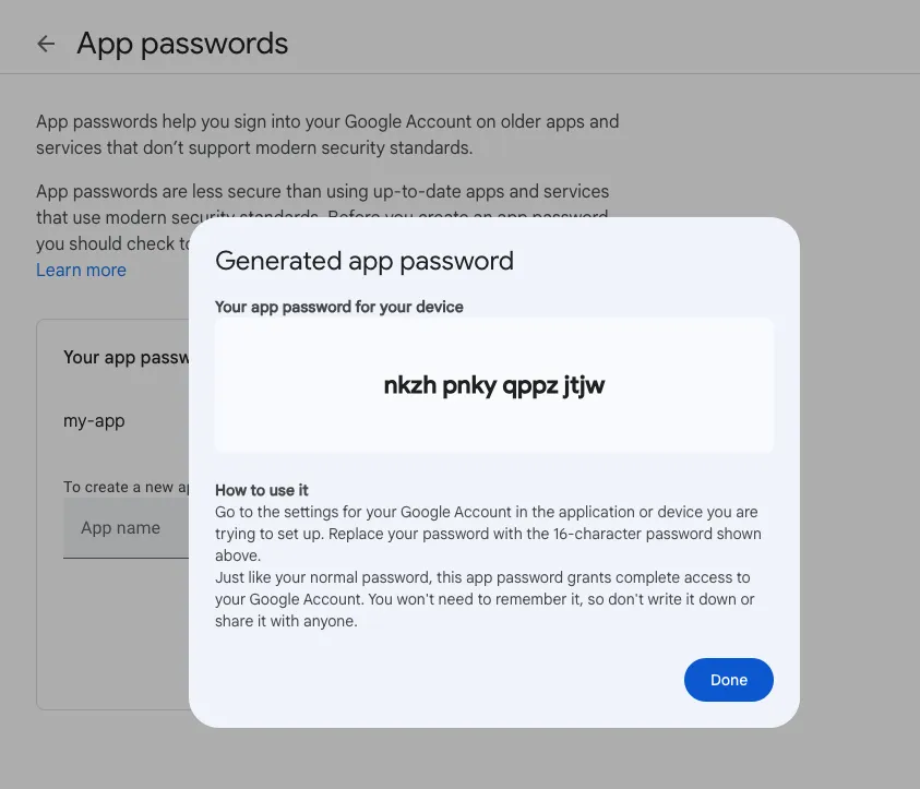 App Password my-app