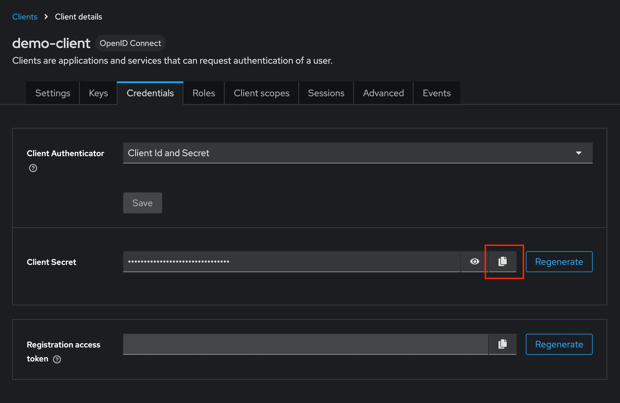 Keycloak client secret