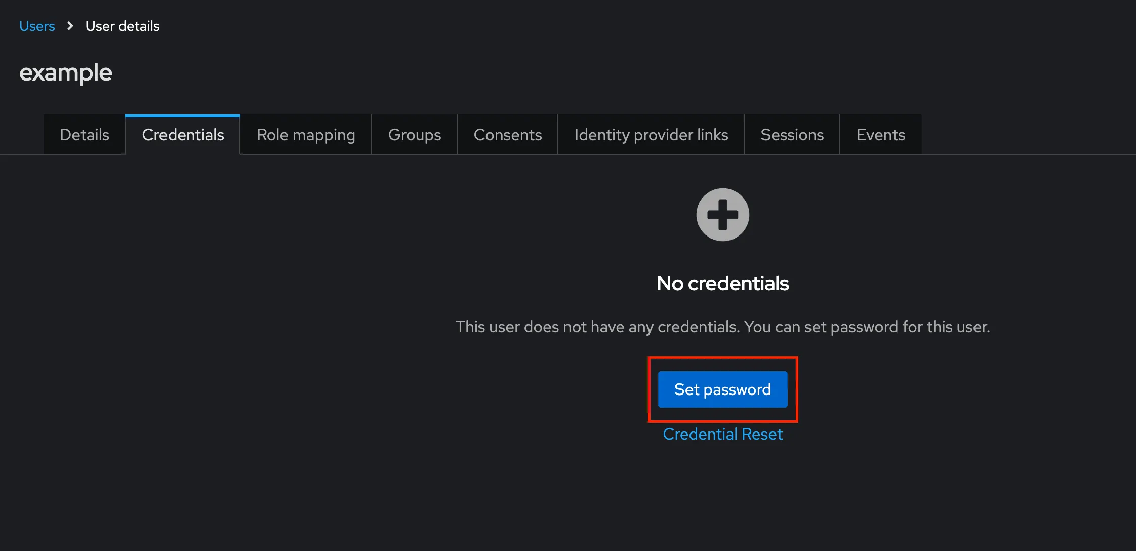 Keycloak set user password