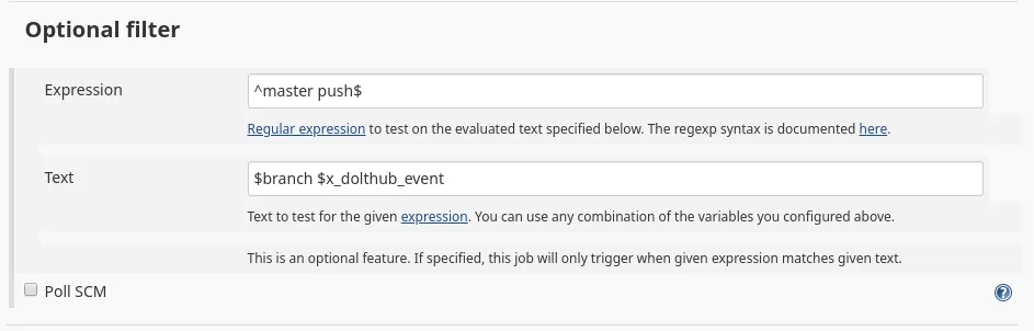 Setting up the webhook optional filter