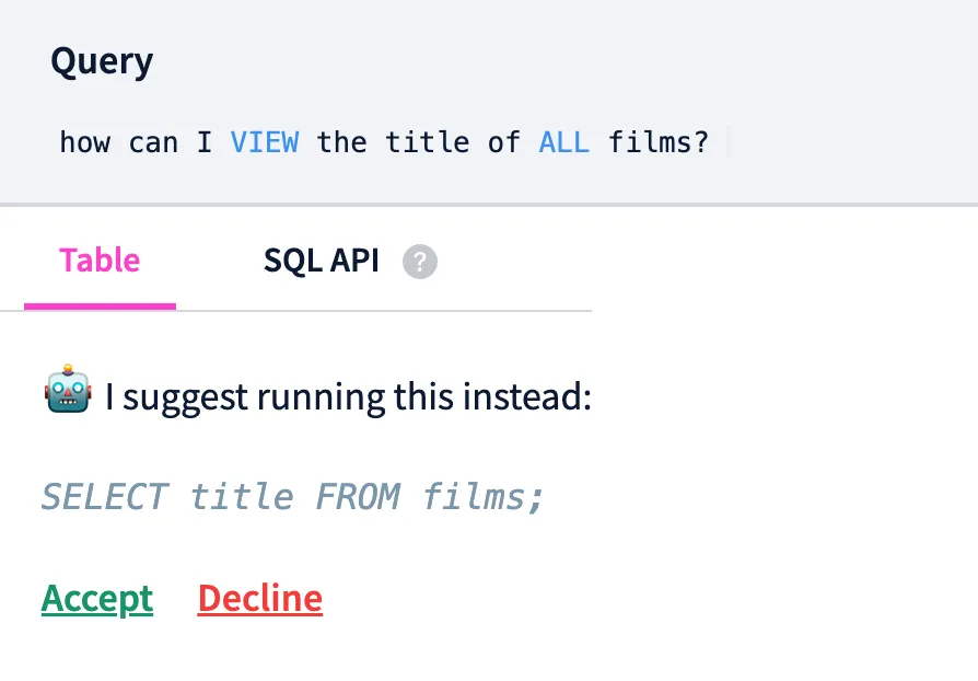 SQL Assistant Natural Language Query