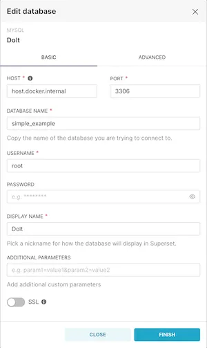 Superset Dolt Connection