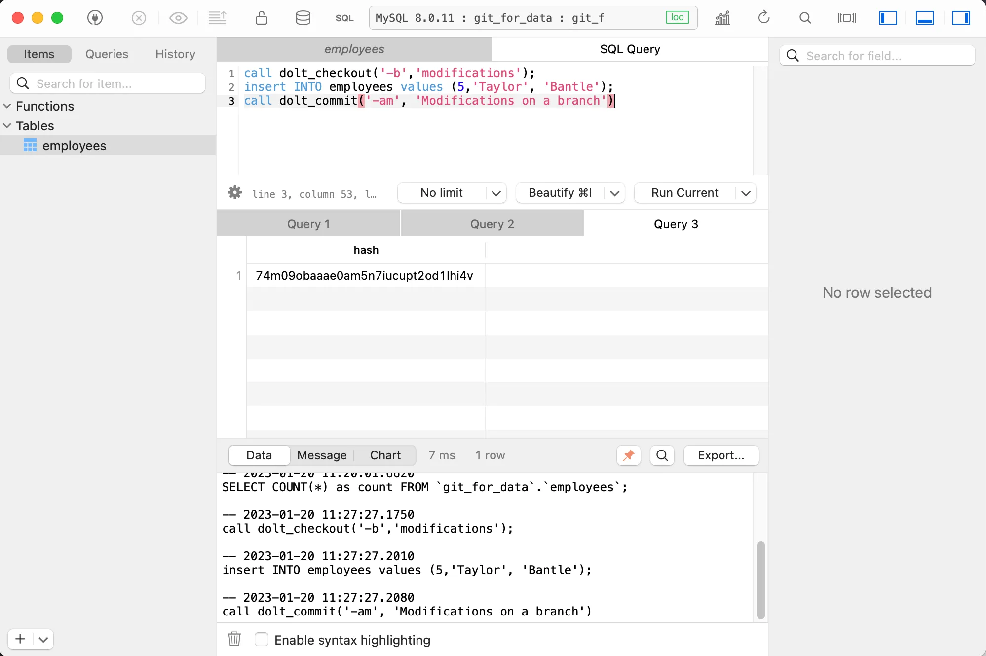 TablePlus Queries Complete