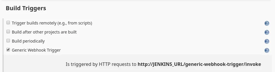 Setting up the webhook build trigger