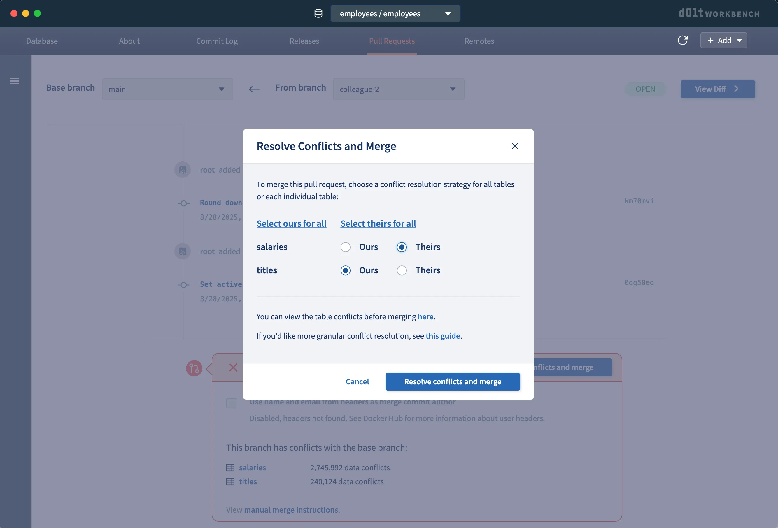 Choosing resolution strategies