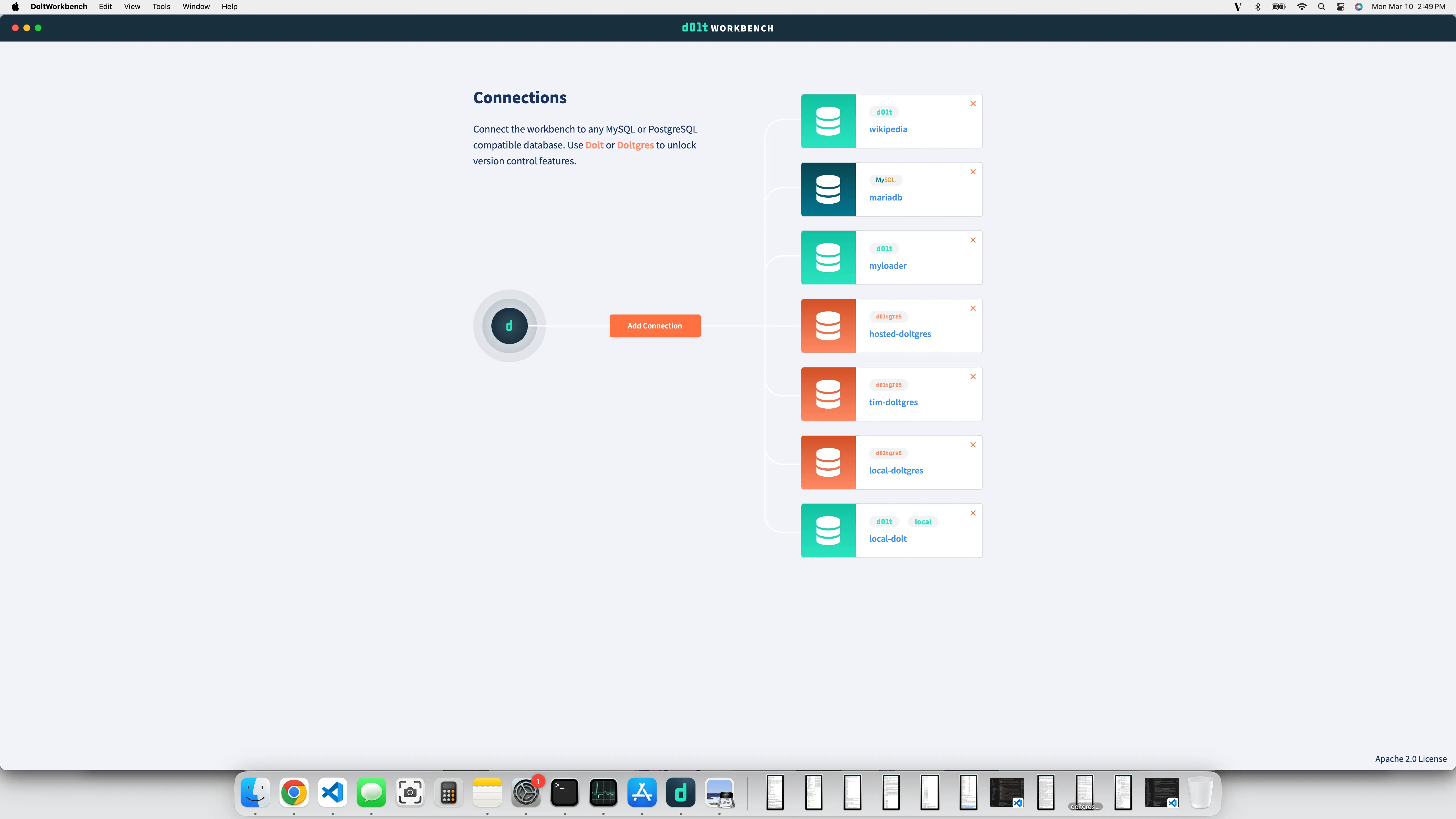 Workbench Connection Screen