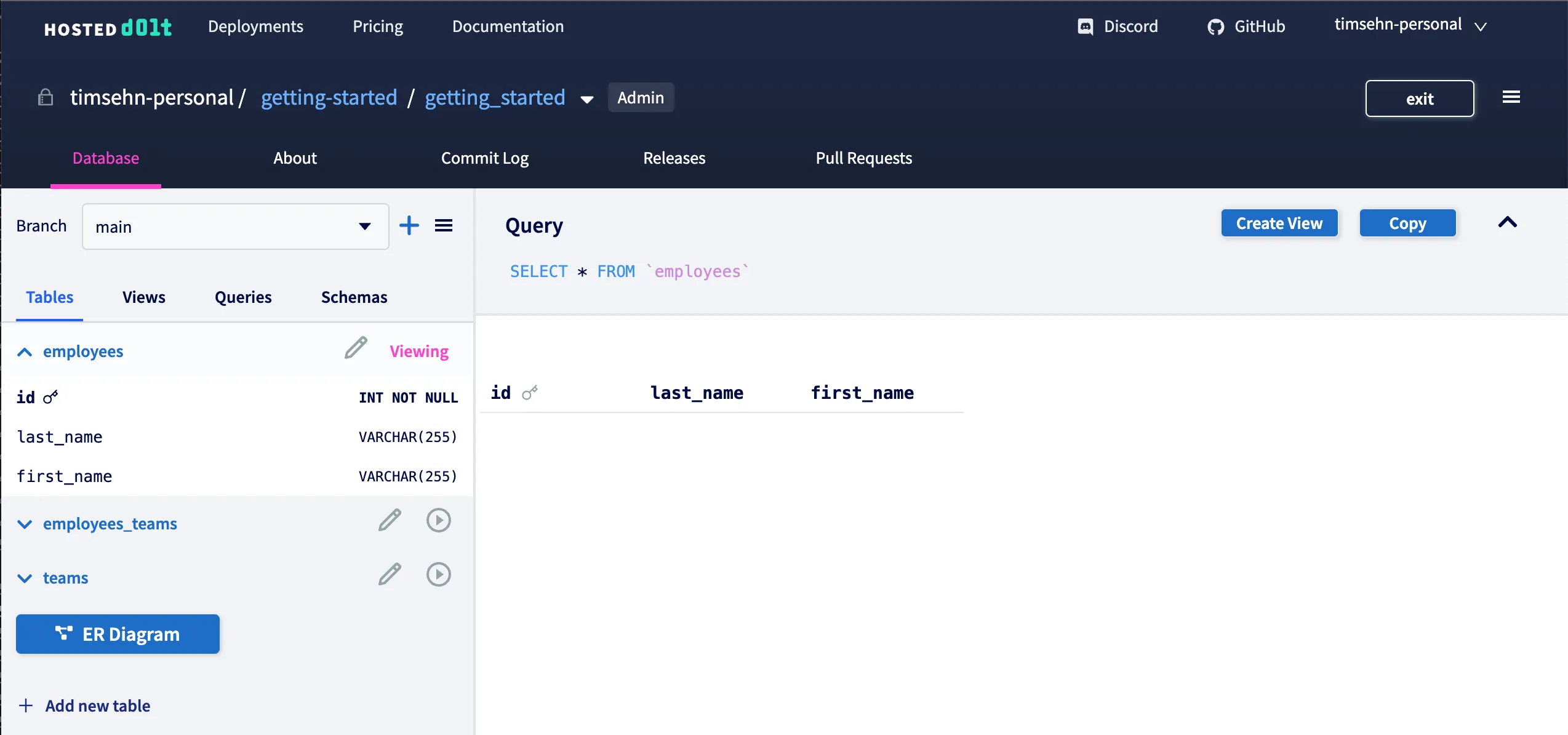 Workbench Empty Tables