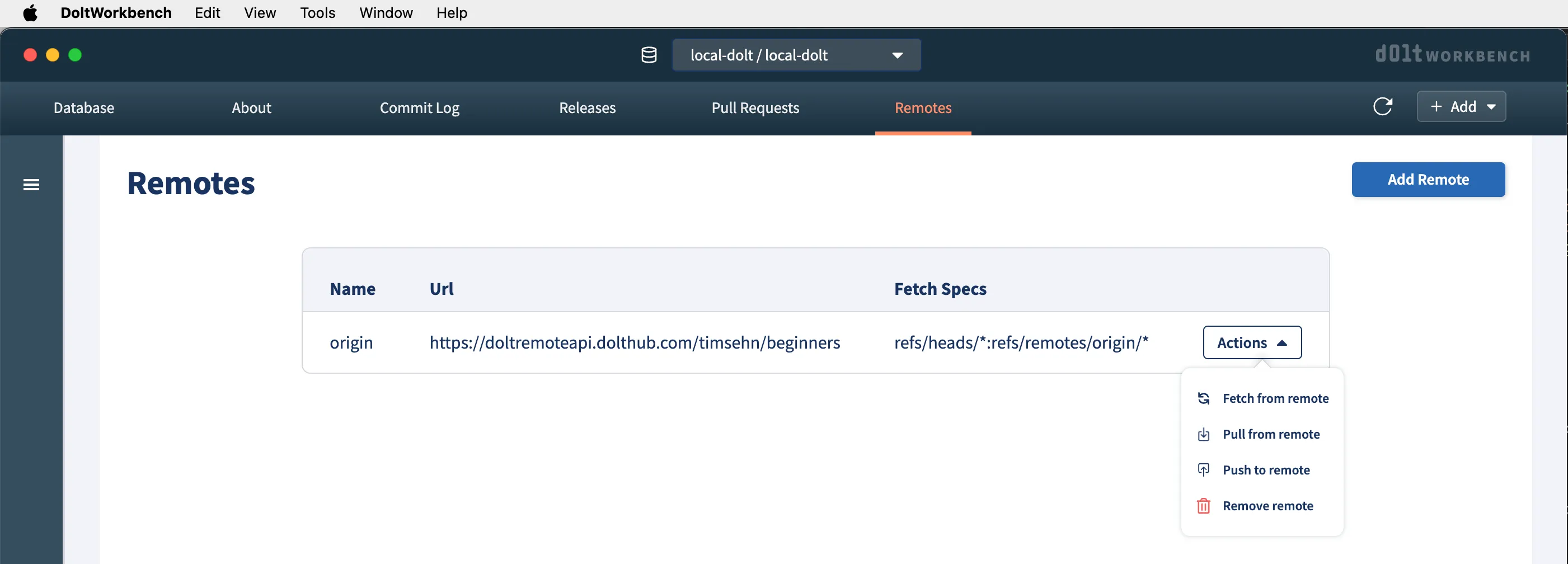 Workbench Remote Actions