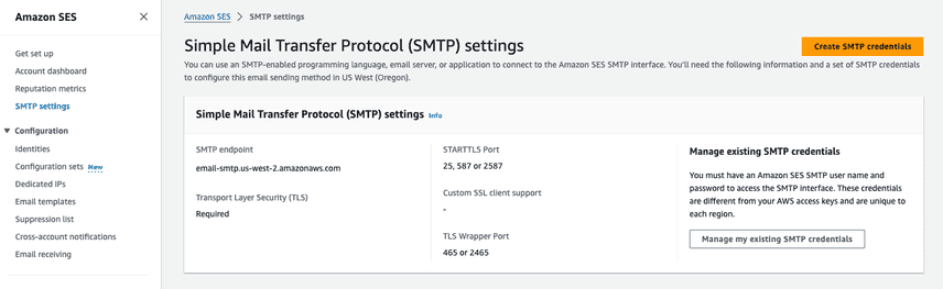 SMTP settings