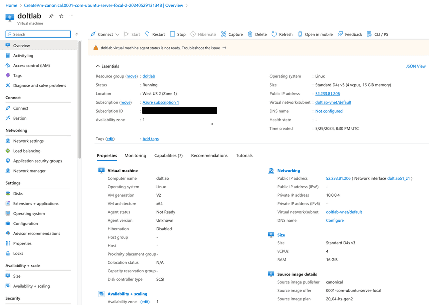 Virtual machine dashboard