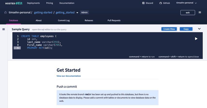 Create Table Query