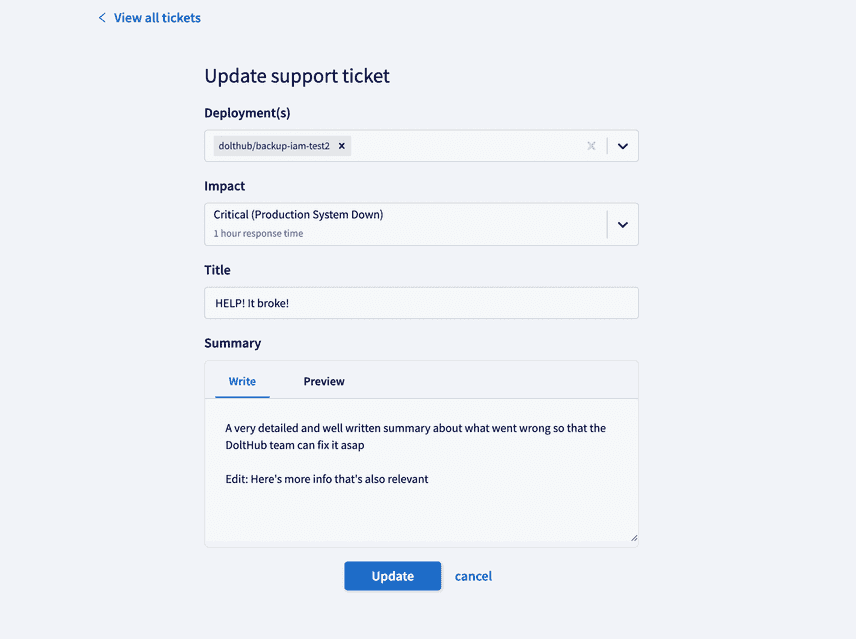 Edit support ticket