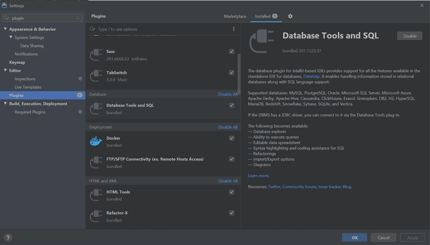 GoLand plugins settings