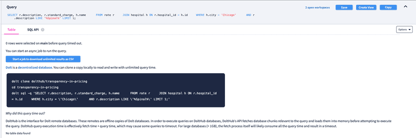 Query timeout example