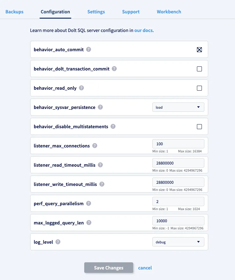 Hosted Dolt Importing Configuration